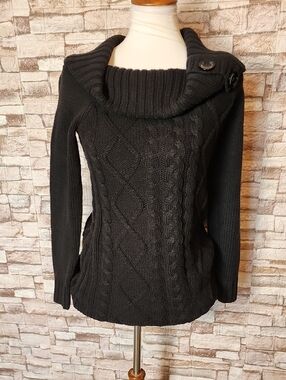 Guess Jeans Black Cable Knit Sweater